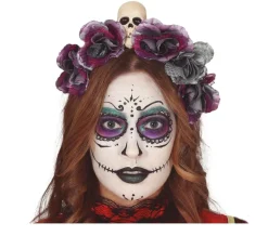 Halloween Tiara Bloemen Grijs
