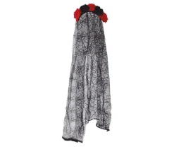 Halloween Tiara Sluier Zwart Rood