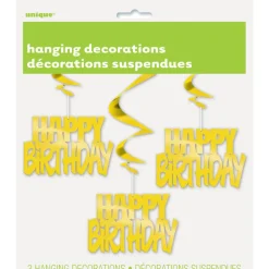Hangdecoratie Happy Birthday Goud 81cm 3st