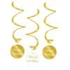 Hangdecoratie Happy Birthday Goud Wit 17cm 3st
