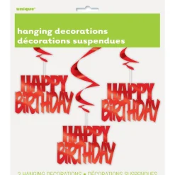 Hangdecoratie Happy Birthday Rood 81cm 3st