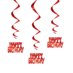 Hangdecoratie Happy Birthday Rood 81cm 3st