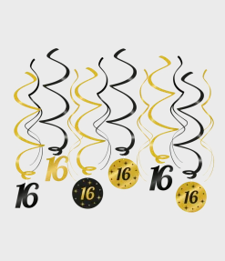 Hangdecoratie 16 Jaar 14cm 12st