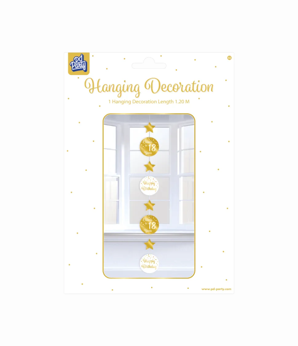 Hangdecoratie 18 Jaar Goud Wit 20,5cm