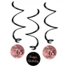 Hangdecoratie 65 Jaar Happy Birthday Zwart Roze 17cm 3st