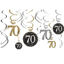 Hangdecoratie 70 Jaar Happy Birthday 61cm 12st