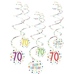Hangdecoratie 70 Jaar Happy Birthday Confetti 61cm 6st