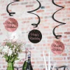 Hangdecoratie 21 Jaar Happy Birthday Zwart Roze 17cm 3st