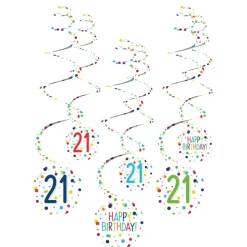 Hangdecoratie 21 Jaar Happy Birthday Confetti 61cm 6st