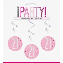 Hangdecoratie 21 Jaar Roze 81cm 6st