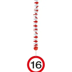 Hangdecoratie 16 Jaar Verkeersbord 75cm 3st