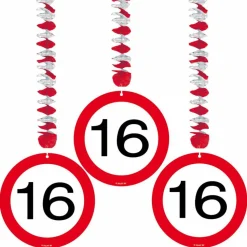 Hangdecoratie 16 Jaar Verkeersbord 75cm 3st