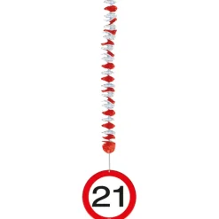 Hangdecoratie 21 Jaar Verkeersbord 75cm 3st