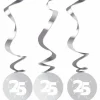 Hangdecoratie 25 Jaar Zilver Versiering 75cm 3st