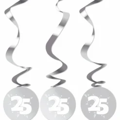 Hangdecoratie 25 Jaar Zilver Versiering 75cm 3st