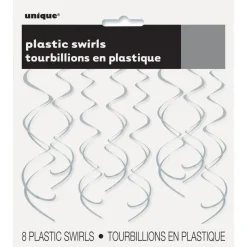 Hangdecoratie Zilveren Swirl 8-delig