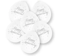 Happy Anniversary Ballonnen Wit 23cm 10st