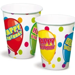 Happy Birthday Ballonnen Bekers 250ml 6st