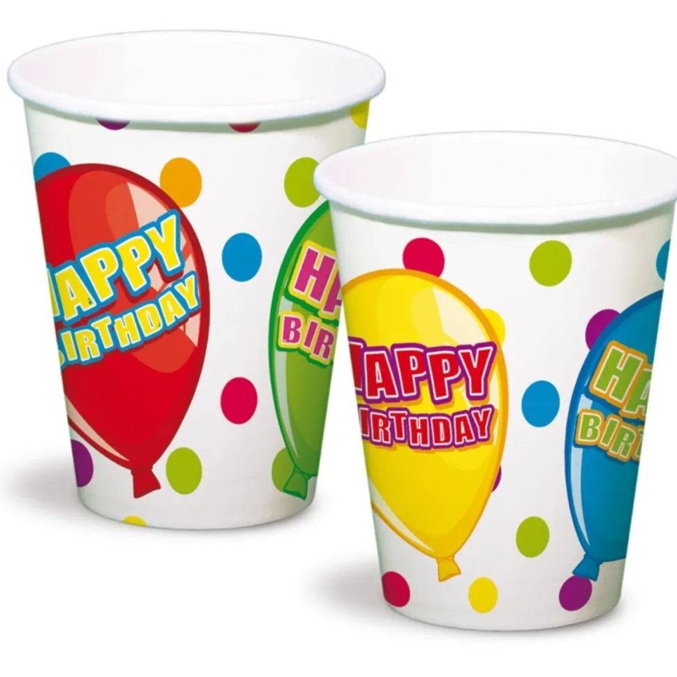 Happy Birthday Ballonnen Bekers 250ml 6st