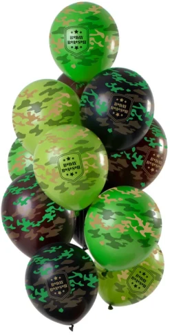 Happy Birthday Ballonnen Legerprint 30cm 12st