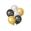 Happy Birthday Ballonnen Set Zwart Goud 30cm 6st