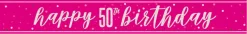 Happy Birthday Banner Roze 50 Jaar 2,75m