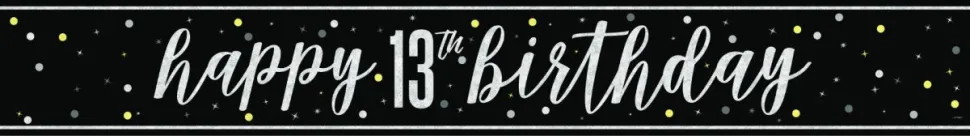 Happy Birthday Banner Zwart 13 Jaar 2,74m