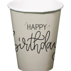 Happy Birthday Bekers Zwart Wit 250ml 8st