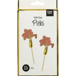 Happy Birthday Cocktailprikkers Golden Dusk 12cm 12st
