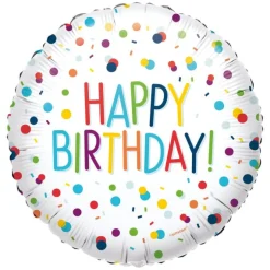 Happy Birthday Helium Ballon Gekleurd Stippen 43cm