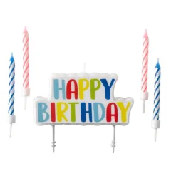 Happy Birthday Kaarsen Gekleurd 6,5cm 4 delig