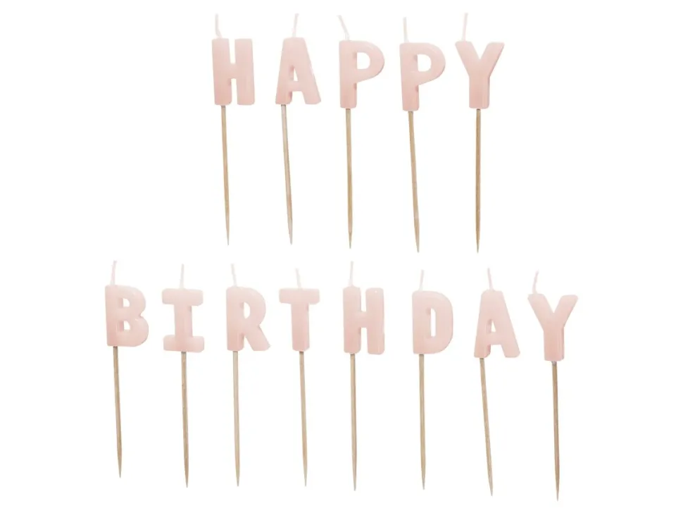 Happy Birthday Kaars Roze 13st