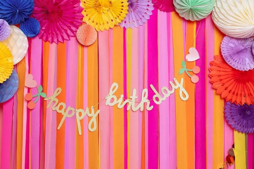 Happy Birthday Letterslinger Goud Met Lint 2m