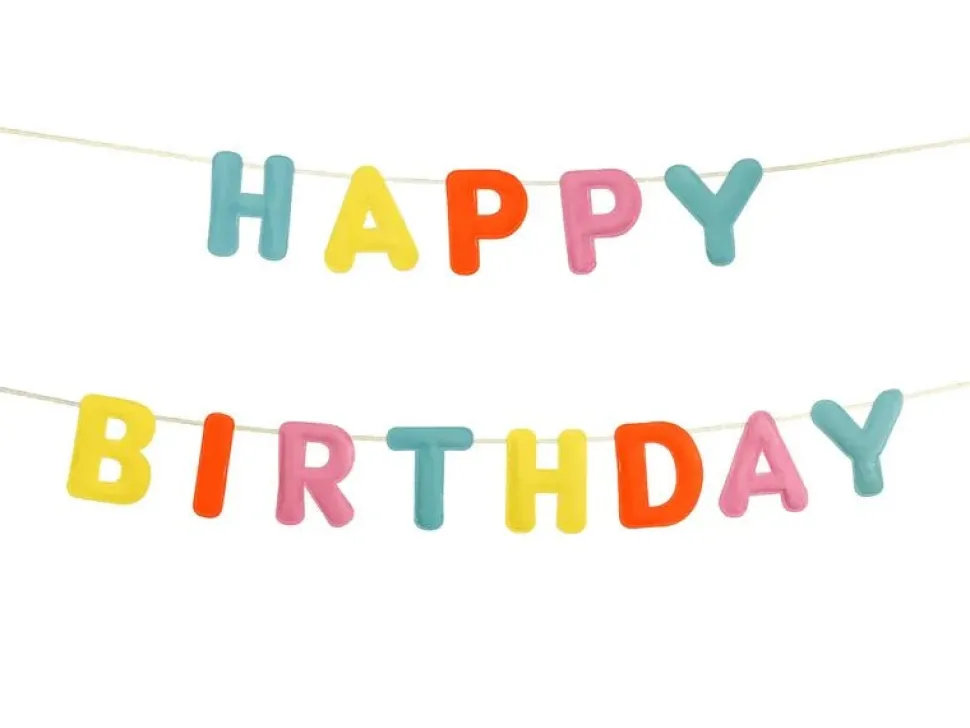 Happy Birthday Letterslinger Gekleurd Vilt 3m