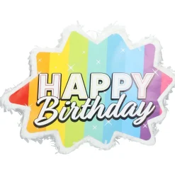 Happy Birthday Pinata Regenboog Stervorm 38cm