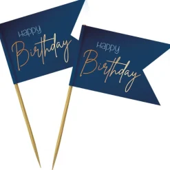 Happy Birthday Prikkers Blauw 6,5cm 36st
