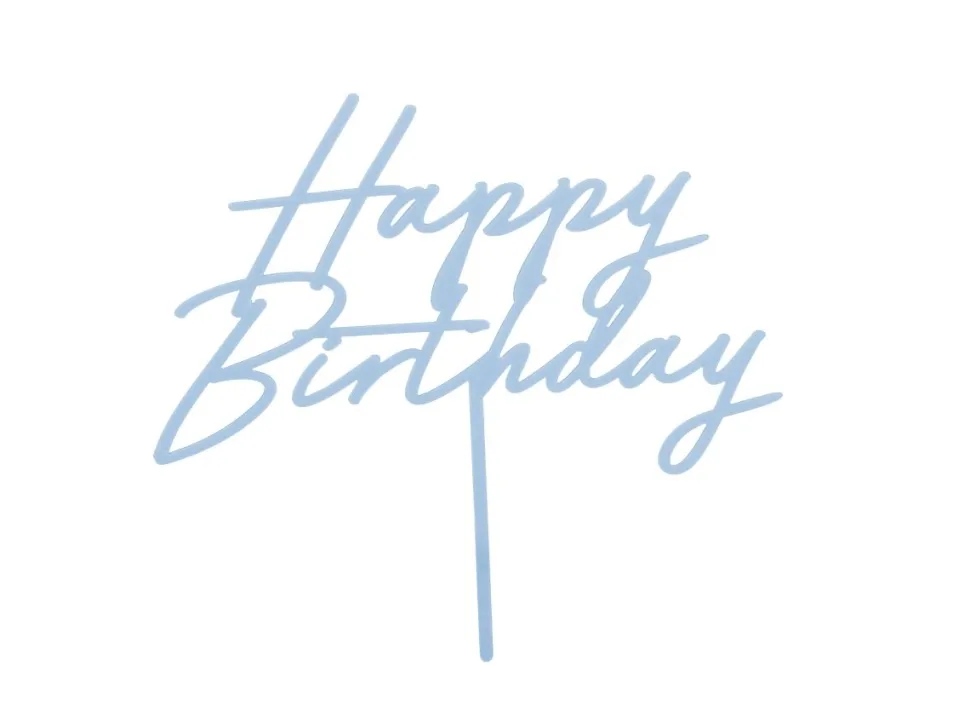 Happy Birthday Taarttopper Blauw 16,5cm