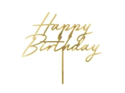Happy Birthday Taarttopper Goud Acryl 18cm
