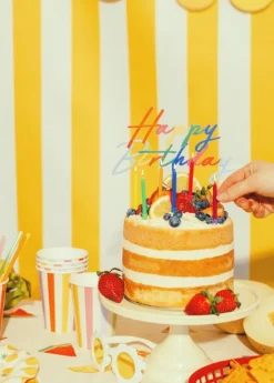 Happy Birthday Taarttopper Regenboog 18cm
