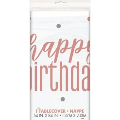 Happy Birthday Tafelkleed Rose Goud 2,13m