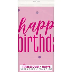 Happy Birthday Tafelkleed Roze 2,13m