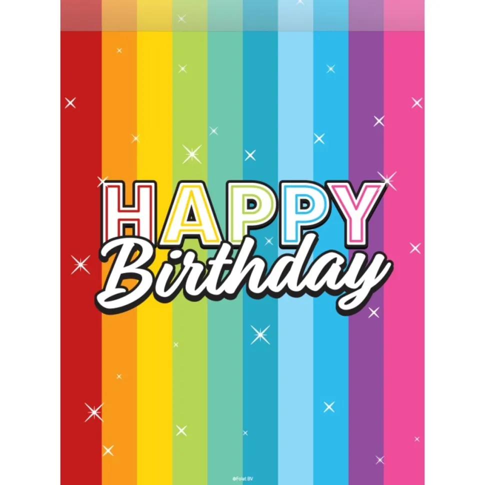 Happy Birthday Uitdeelzakjes Regenboog Confetti 8st