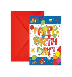 Happy Birthday Uitnodigingen 6st