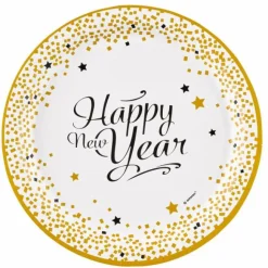 Happy New Year Borden Goud 23cm 8st