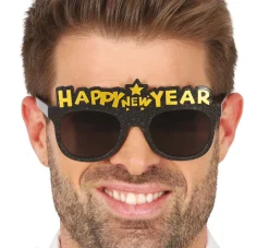 Happy New Year Bril Zwart Goud