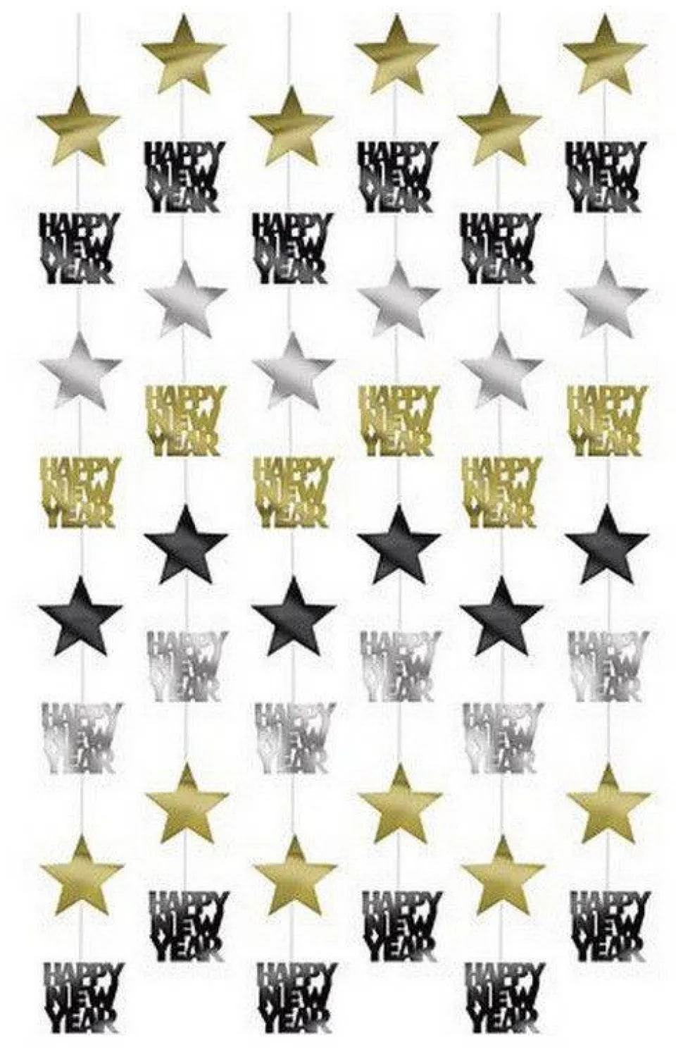 Happy New Year Hangdecoratie Ster 2,1m 6st
