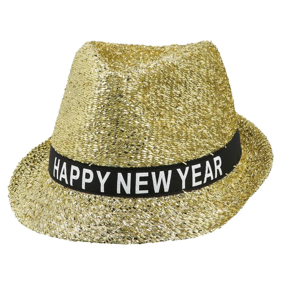 Happy New Year Hoed Goud Glitters