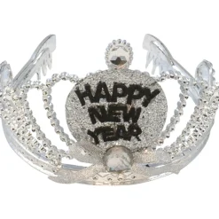 Happy New Year Kroontje Zilver met lampjes