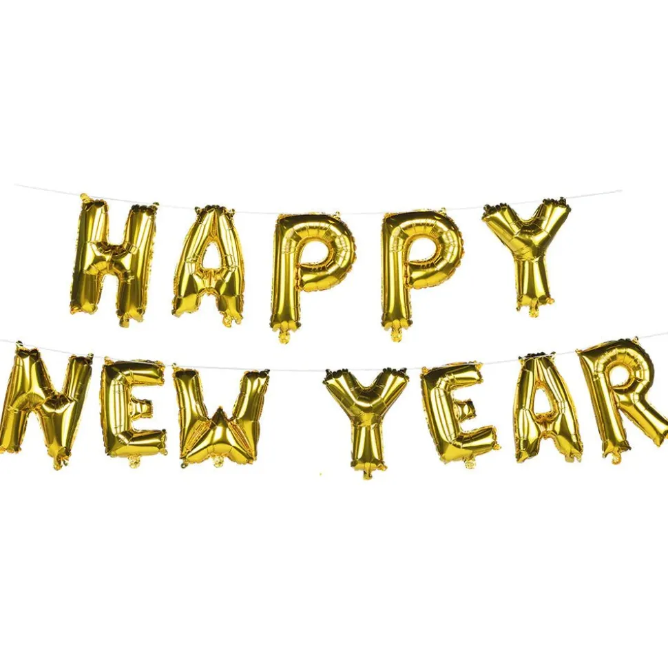 Happy New Year Letterslinger Folie Ballonnen 8m