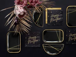 Happy New Year Servetten Zwart 33cm 20st